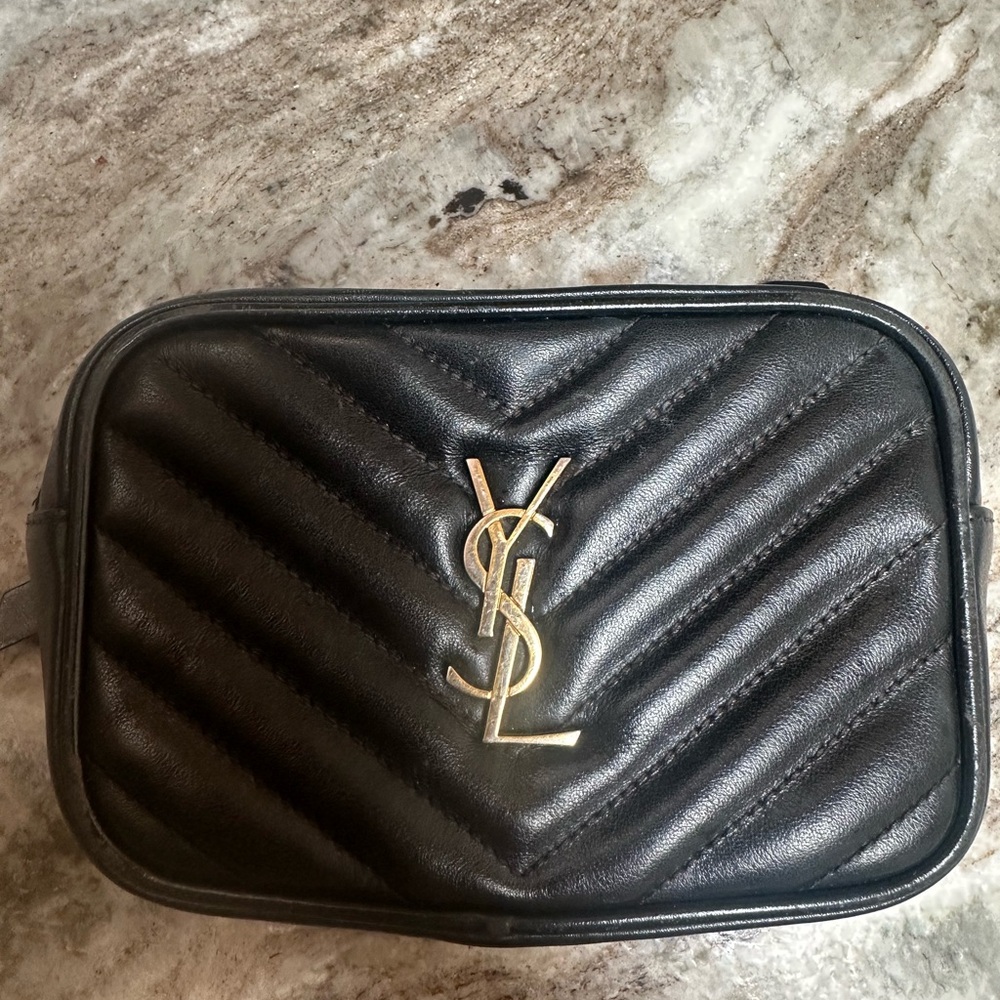 YSL Black Quilted Leather Pouch Authentic